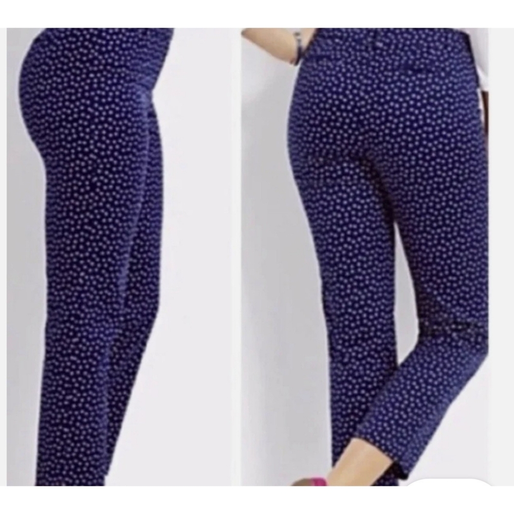 Talbots The Perfect Crop Curvy Pants Navy & Pink Polka Dot Size 14